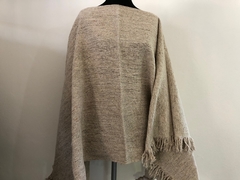 Poncho de lana pesado - beige ceniza - comprar online