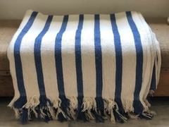 Manta de algodón - crudo y azul