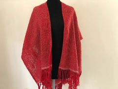 Ruana de lana clásica corta - rojo