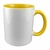 TAZA CERAMICA CALIDAD PREMIUM INTERIOR Y ASA AMARILLO