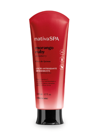 Loção Antioxidante Desod. Corporal Morango Ruby 200ml [Nativa Spa - O Boticário]