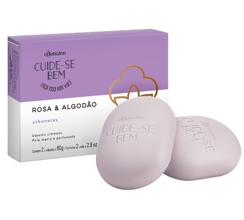 Sabonete em Barra Duo Rosa e Algodão 2 unid. x 80g [Cuide-se Bem - O Boticário] - comprar online