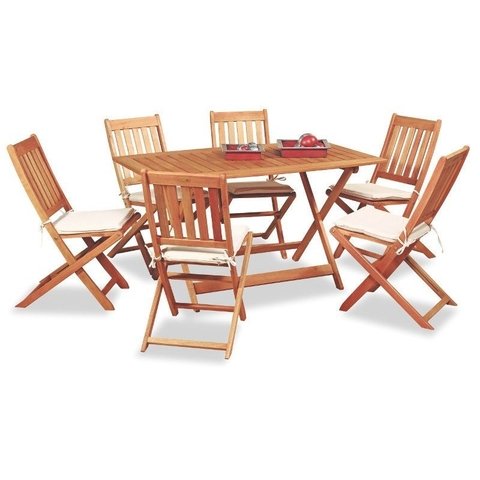 Juego de Mesa de madera con 6 sillas Amancay Plegables
