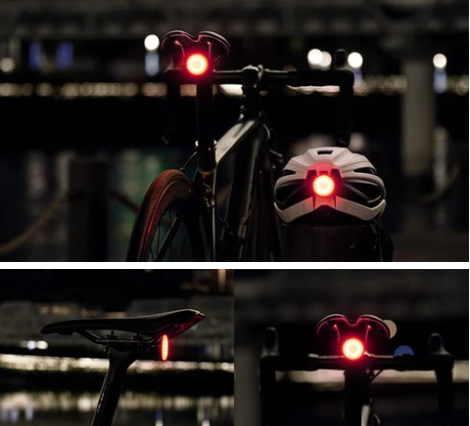 Luz trasera inteligente de bicicleta con soporte para sillín y para tija