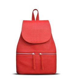 Mochila Eco Cuero Cierres Roja