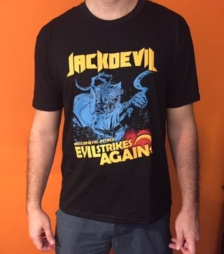 CAMISETA JACKDEVIL - EVIL STRIKES AGAIN PRETA (inclui poster do cd + adesivo avatar amarelo )