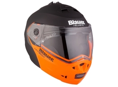 CASCO BLAUER SKY NEGRO MATE BLANCO ORANGE - TiendaMoto Argentina TE: 1162818687