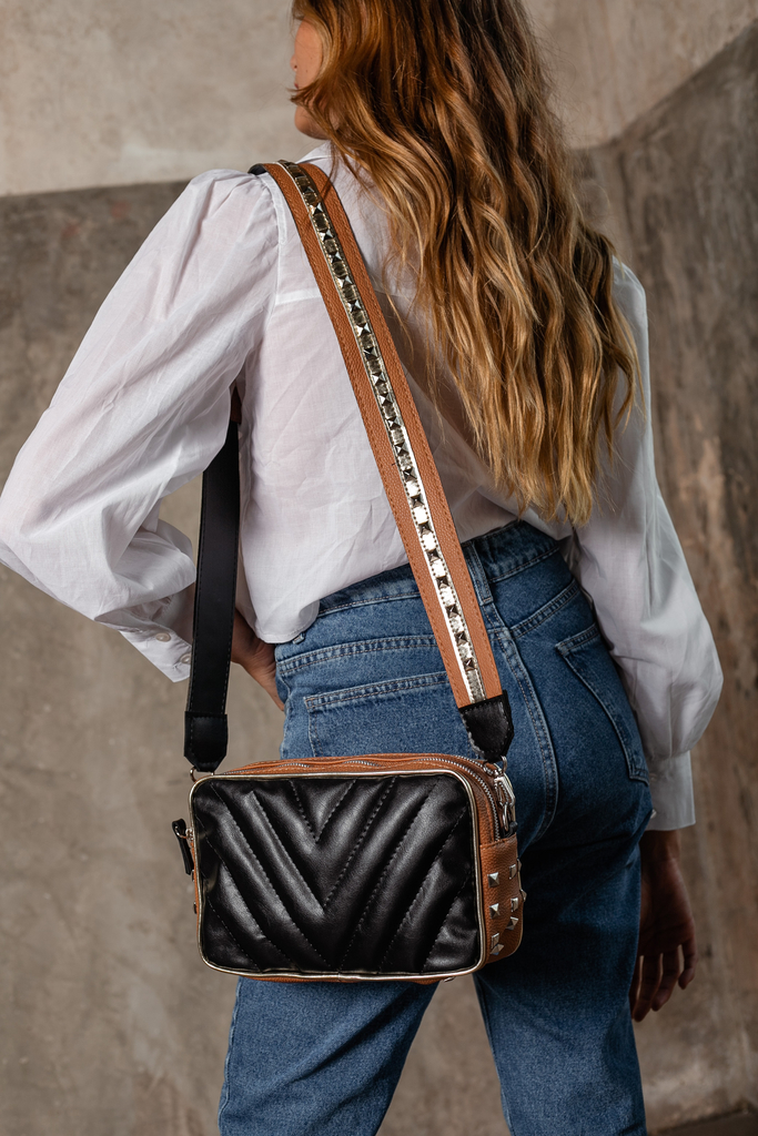 Cartera Morral Murcia Negro Suela y Platino Ozeta