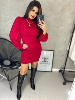 Vestido vermelho canelado - comprar online