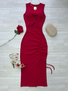 Vestido Canelado vermelho