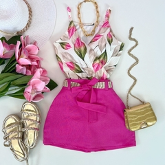 Saia/shorts linho Pink