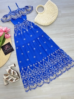 Vestido longo laise azul - comprar online