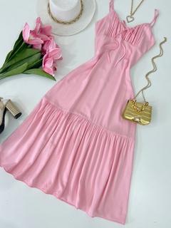 Vestido midi rosa - comprar online