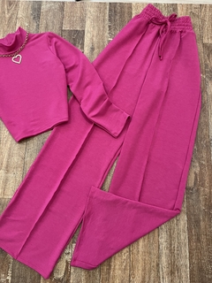 Conjunto moletinho gola pink - comprar online