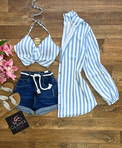 conjunto camisa e cropped