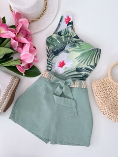 Saia/shorts linho Verde-claro - buy online