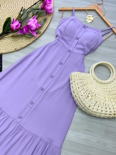 Vestido mídi botões lilás - comprar online