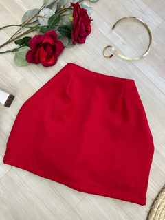 Saia shorts alfaiataria botões vermelho - comprar online