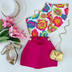 Saia/shorts linho Pink - comprar online