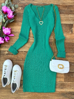 Vestido canelado tricot - comprar online