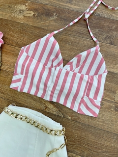 Conjunto Camisa e Cropped rosa - comprar online