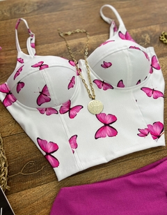 Cropped premium borboletas - comprar online