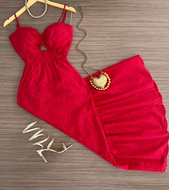 Vestido laise vermelho longo