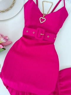 Vestido longo cinto pink - comprar online