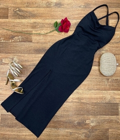 Vestido midi fenda luxo