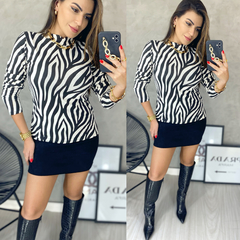 Blusa animal print gola - loja online