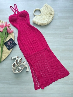 Vestido longo tricot pink