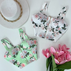 Cropped zíper floral