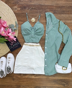 Conjunto camisa e Crooped verde