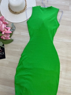 Vestido midi Canelado verde - comprar online
