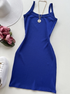 Vestido canelado azul - comprar online