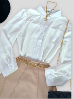 Camisa Branca crepe de seda - Glamix 