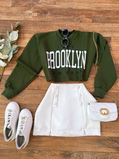 Cropped moletom Brooklyn verde militar