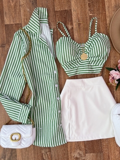 Conjunto camisa e Crooped tricoline verde - comprar online