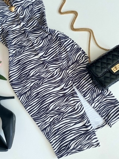 Vestido canelado zebra - comprar online