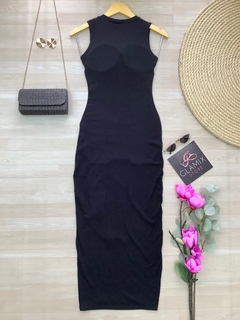 Vestido midi Canelado preto na internet