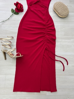 Vestido Canelado vermelho - comprar online