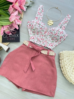 Saia/shorts linho Pink (cópia) (cópia) - Glamix 