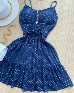 Vestido Isa poá azul - comprar online