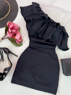 Vestido babado preto - comprar online