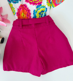 Saia/shorts linho Pink - comprar online