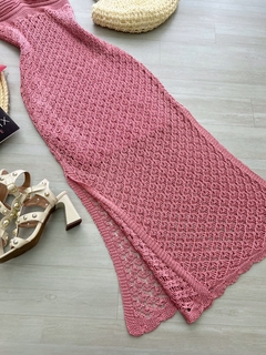 Vestido longo tricot rose - comprar online