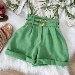 Shorts linho verde na internet
