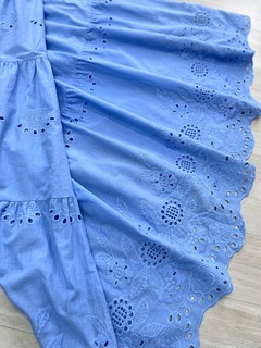 Vestido Tricoline e Laise azul - comprar online