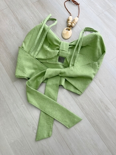 Cropped linho verde oliva - comprar online
