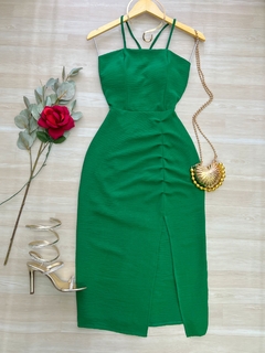Vestido fenda verde - comprar online